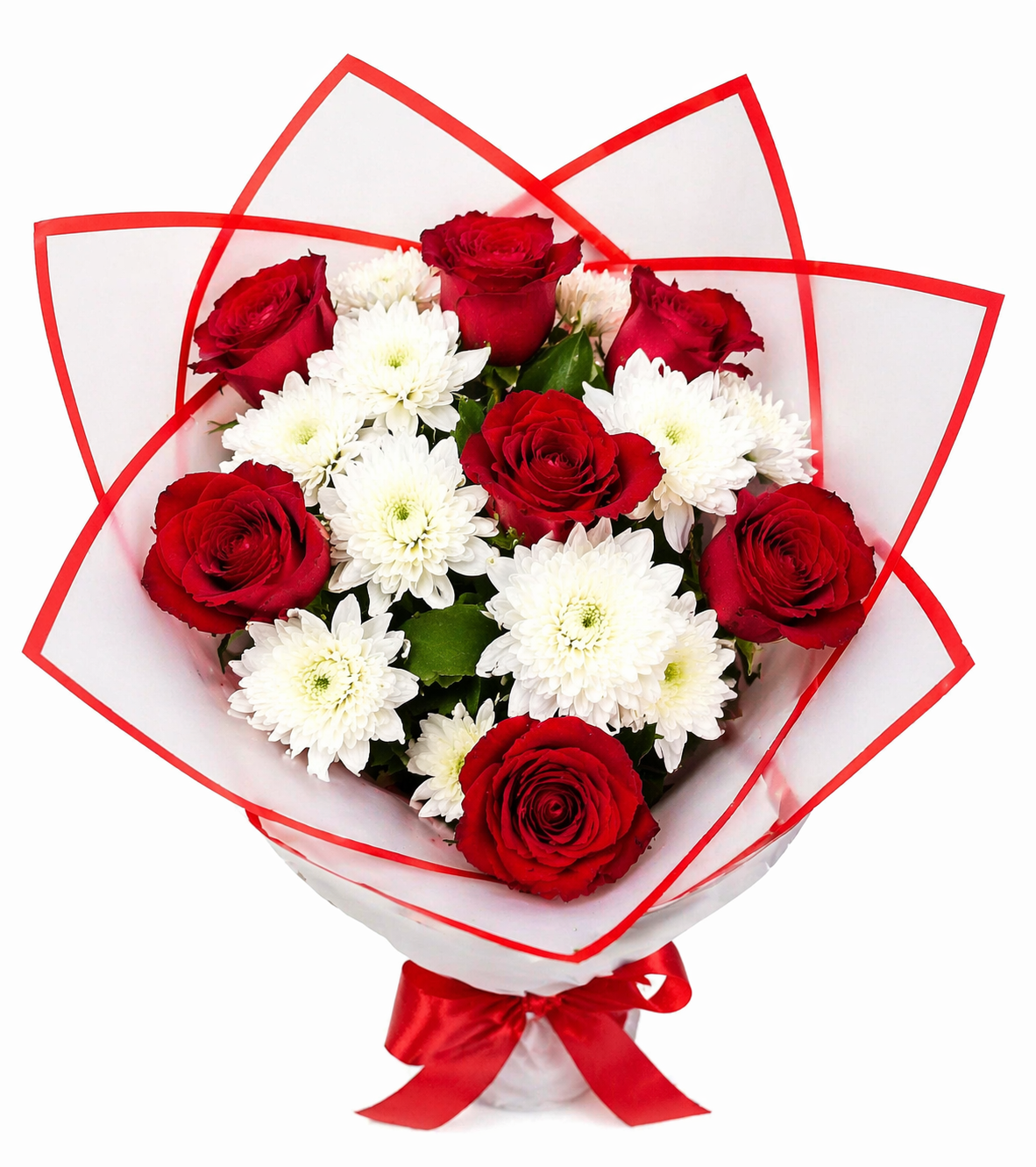 Bouquet de fleurs rouges et blanches